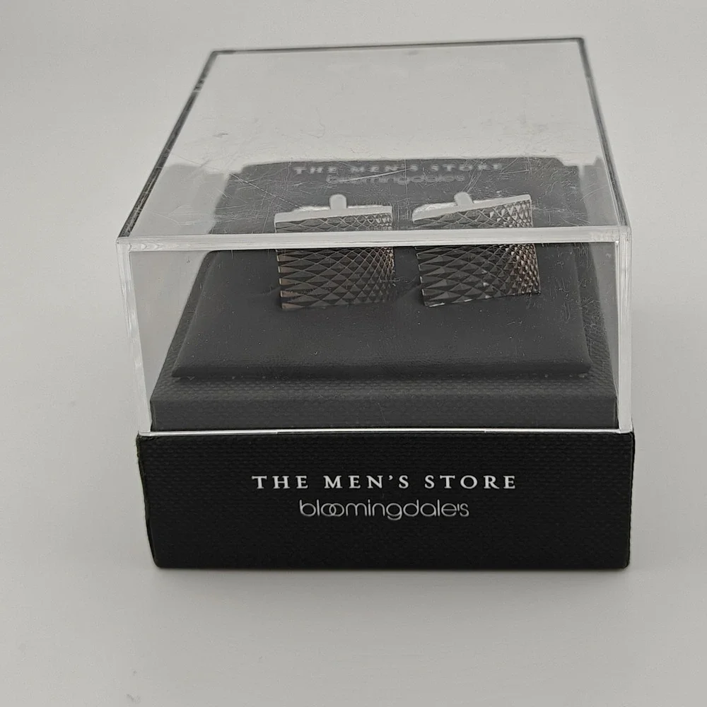 The‎ Men's Store Bloomingdale's Cufflinks Silver Tone Textured Mens New In Box